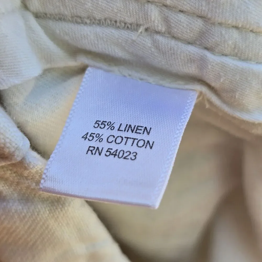 Banana Republic Mens Linen Cotton Pants Straight Fit 31 X 30 Drawstring Ivory